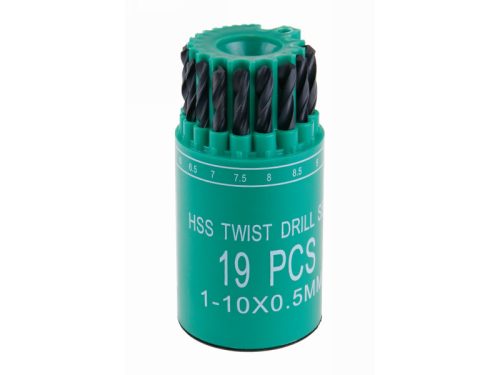 Csigafúró készlet HSS 19 részes 1,0-10,0 mm