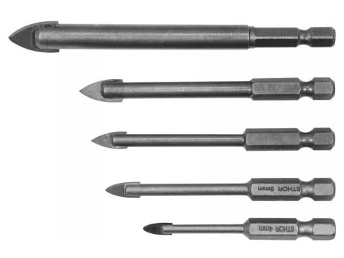 STHOR Üveg- és csempefúrószár készlet 5 részes (4, 5, 6, 8, 10 mm)