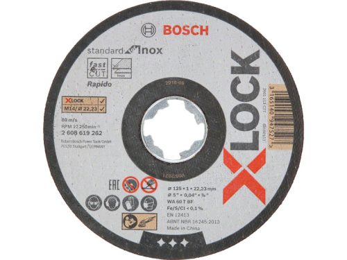 BOSCH Vágókorong fémre 125 x 1,0 x 22,2 mm inox egyenes WA 60 T BF X-LOCK