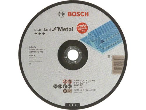 BOSCH Vágókorong fémre 230 x 2,5 x 22,2 mm hajlított Standard for Metal A 30 S BF
