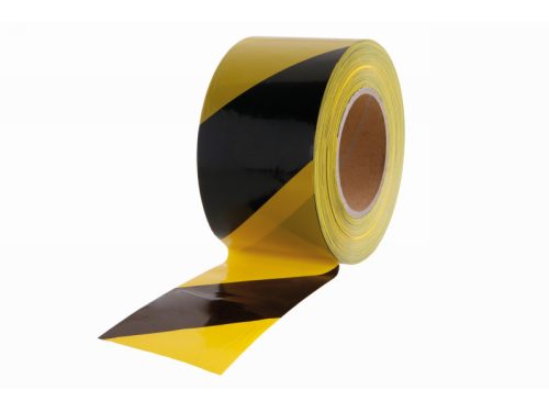 Jelzőszalag, közúti, sárga-fekete 80 mm x 250 m