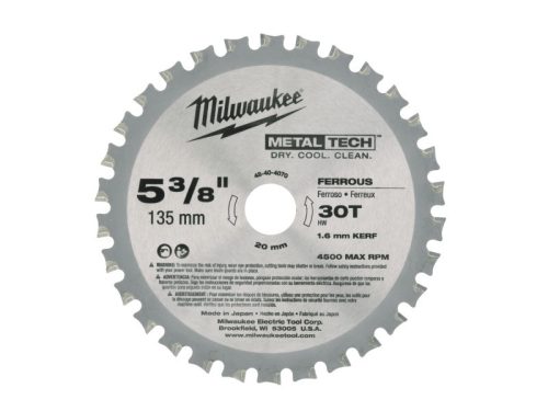 MILWAUKEE Fűrésztárcsa fémhez 135 x 20 x 1,6 mm /30T