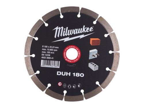 MILWAUKEE Gyémánt vágókorong 180 x 2,4 x 10 x 22,2 mm szegmentált DUH