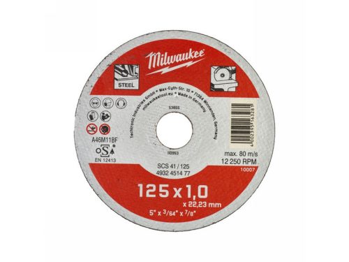 MILWAUKEE Vágókorong fémre 125 x 1,0 x 22,2 mm egyenes SC41 (200 db/cs)