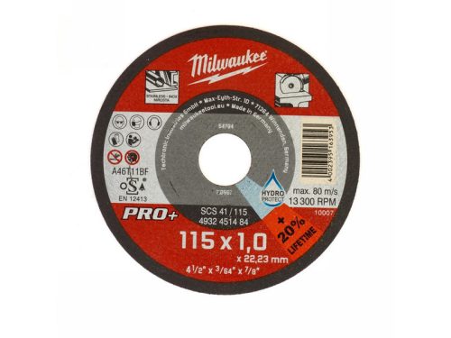 MILWAUKEE Vágókorong fémre 115 x 1,0 x 22,2 mm inox egyenes SC41 PRO+