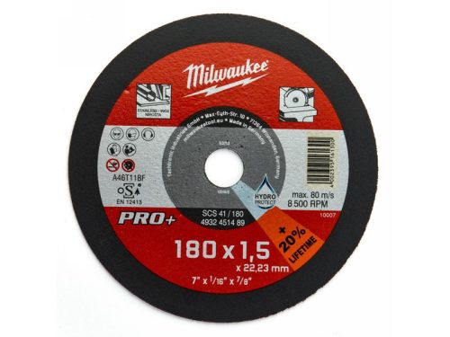 MILWAUKEE Vágókorong fémre 180 x 1,5 x 22,2 mm inox egyenes SC41 PRO+