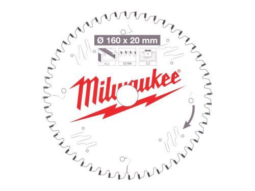 MILWAUKEE Fűrésztárcsa alumíniumhoz 160 x 20 x 2,2 mm /52T TF