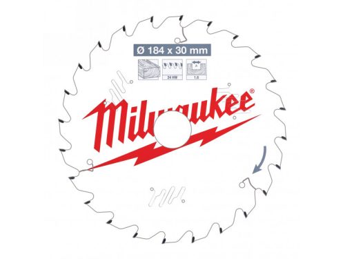 MILWAUKEE Fűrésztárcsa fához 184 x 30 x 2,2 mm / 24T ATB