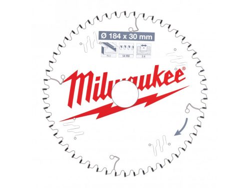 MILWAUKEE Fűrésztárcsa alumíniumhoz 184 x 30 x 2,2 mm / 54T TF NEG