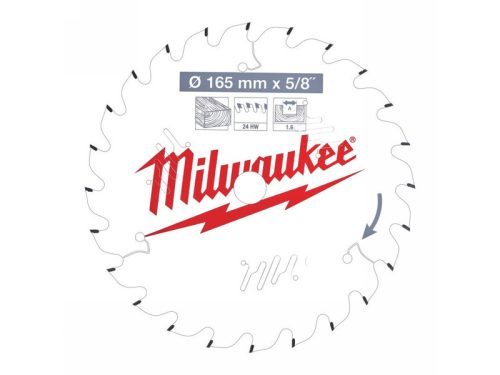 MILWAUKEE Fűrésztárcsa fához 165 x 15,87 x 1,6 mm / 24T