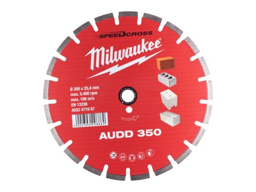 MILWAUKEE Gyémánt vágókorong 350 x 2,6 x 10 x 25,4 mm szegmentált AUDD