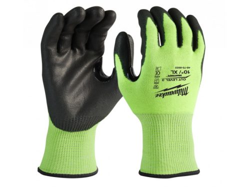 MILWAUKEE Munkavédelmi kesztyű vágásbiztos 3-as szint XL/10 Hi-Vis