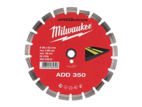 MILWAUKEE Gyémánt vágókorong 350 x 2,8 x 10 x 25,4 mm szegmentált ADD