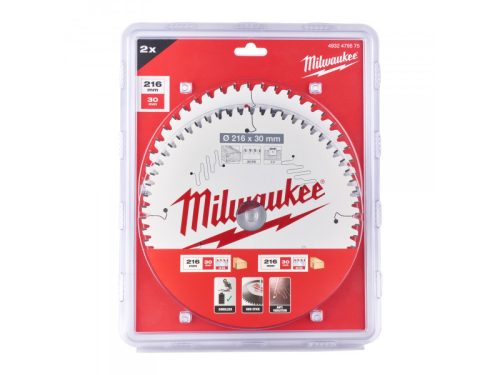 MILWAUKEE Fűrésztárcsa készlet fához 216 x 30 x 2,4 mm / 48T + 60T