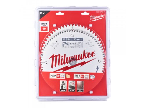 MILWAUKEE Fűrésztárcsa készlet 254 x 30 x 3 mm fához / 60T + alumíniumhoz 80T