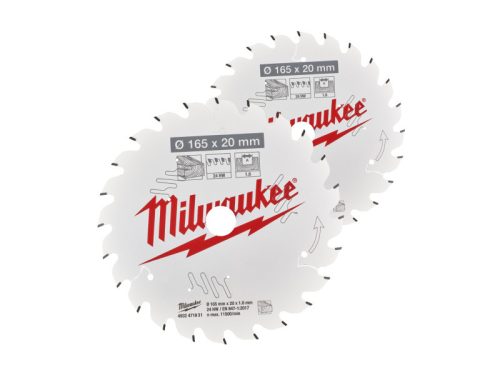 MILWAUKEE Fűrésztárcsa fához 165 x 20 x 1,6 mm /40T ATB (2db/cs)