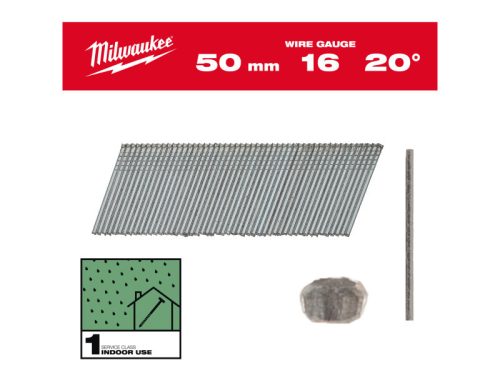 MILWAUKEE Finiselő szegek, fejnélküli, galvanizált 16G 20° SC1 - 1,35 x 50 mm  (2000 db/cs)