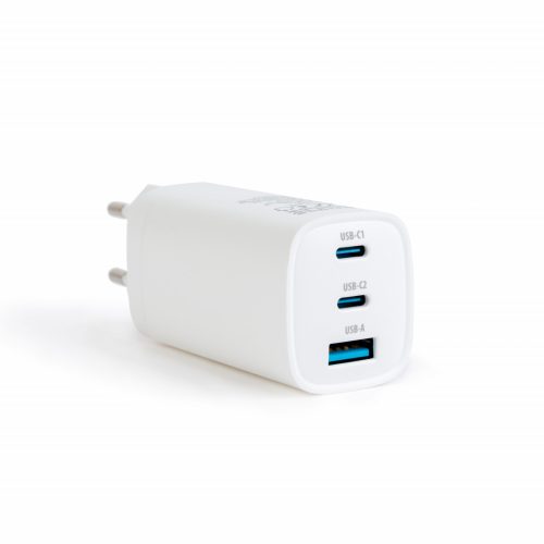 Hálózati Adapter USB + Type-C PD45W gyorstöltéssel - fehér