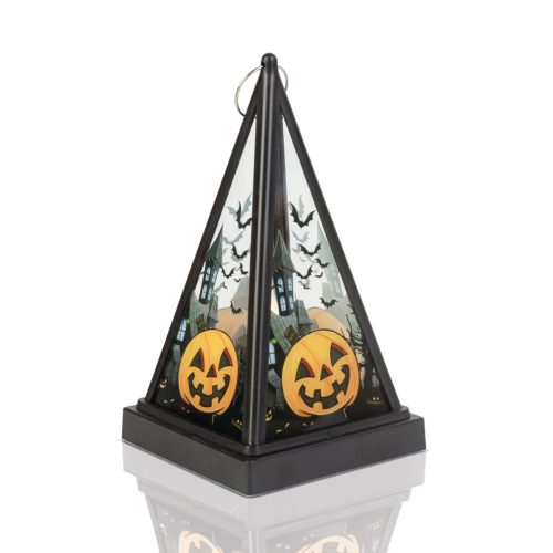 Halloween-i LED lámpás - tök - melegfehér - fekete - 9,5 x 9,5 x 17 cm - 2 x AAA