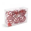 Karácsonyfadísz szett - glitteres piros gömbdísz - 7 cm - 6 db / csomag