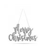 Karácsonyi dekoráció - "Merry Christmas" felirat - 20 x 12 cm - ezüst