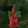 Karácsonyi glitteres templom akasztóval - 16 x 6,5 cm - piros