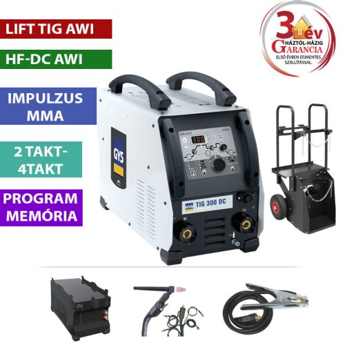 TIG 300 DC HF - WDB Pack hegesztő inverter (vízhűtővel, kocsival)