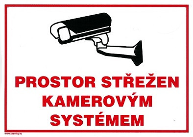 Prostor střežen kamerovým systémem 210x297mm - plastová tabulka