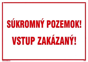 SK - Súkromý pozemok! Vstup zakázaný! 210x297mm - plastová tabulka