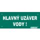 SK - Hlavný uzáver vody 210x87mm - plastová tabulka