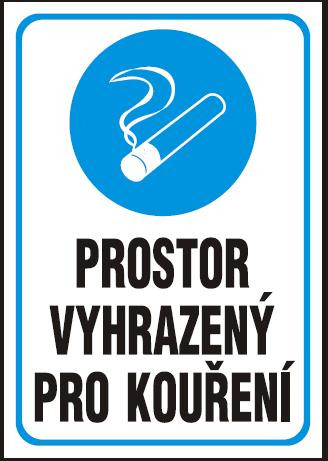 Prostor vyhrazený pro kouření - plastová tabulka A4