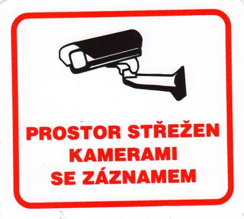 Prostor střežen kamerami se záznamem - samolepka 100x90mm