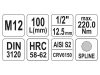 YATO Hosszú bit dugókulcs Spline 1/2" M12 CrV