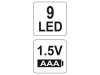 YATO Elemes LED zseblámpa 30 lumen alumínium fekete 3 x AAA