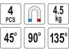 YATO Mini hegesztési munkadarabtartó készlet 4 részes 4,5 kg 45° 90° 135°