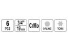 YATO Gépi bit dugókulcs készlet 6 részes Torx és Spline 3/4" CrMo