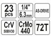YATO Dugókulcs készlet 23 részes 1/4" 4-13 mm CrV