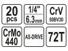 YATO Dugókulcs készlet 20 részes 1/4" 3,5-14 mm CrV