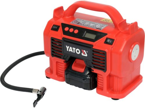 YATO Akkus kompresszor 11 bar 18 V (1 x 3,0 Ah akku + töltő) + 12 V szivargyújtó