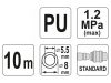 YATO Pneumatikus tömlő (spirál) gyorscsatlakozóval 5,5 x 8 mm x 10 m 1,2 MPa