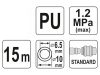 YATO Pneumatikus tömlő (spirál) gyorscsatlakozóval 6,5 x 10 mm x 15 m 1,2 MPa