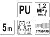 YATO Pneumatikus tömlő (spirál) gyorscsatlakozóval 8 x 12 mm x 5 m 1,2 MPa