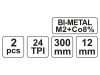YATO Fémfűrészlap kézi 300/12 mm 24 TPI bimetál 2 db/cs