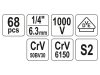 YATO Szigetelt szerszámkészlet villanyszerelőknek 68 részes 1/4" 1000 V CrV