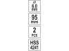 YATO Központosító fúró körkivágóhoz 6 x 95 mm (2 db/cs)