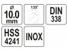 YATO Csigafúró 10,0 x 133/87 mm inox HSS Premium