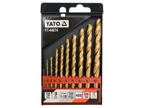 YATO Csigafúró készlet 10 részes 1-10 mm HSS-TiN