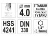 YATO Csigafúró 4,0  x 95/43 mm HSS-TiN bit befogású