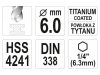YATO Csigafúró 6,0  x 113/57 mm HSS-TiN bit befogású