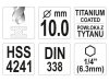 YATO Csigafúró 10,0  x 133/87 mm HSS-TiN bit befogású